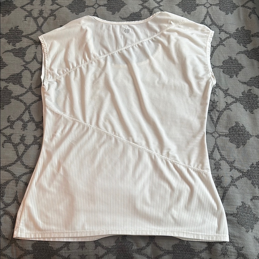 Athleta Speedsetter White Striped Top - Picture 3 of 3